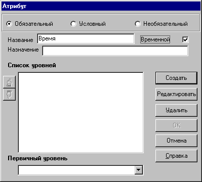 Окно создания атрибута.