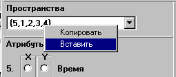 Всплывающее меню копирования/вставки информации о векторах пространства однородности виртуальной звезды.
