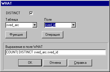 Окно построения строки 'WHAT'.