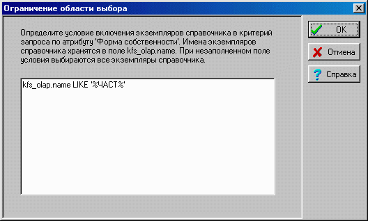 Окно ограничения области выбора.