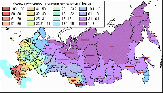 Пример закраски карты по диапазонам значений (автоподбор диапазонов).